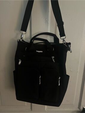 Baggallini Black Nylon Tote with Multiple Zip Pockets